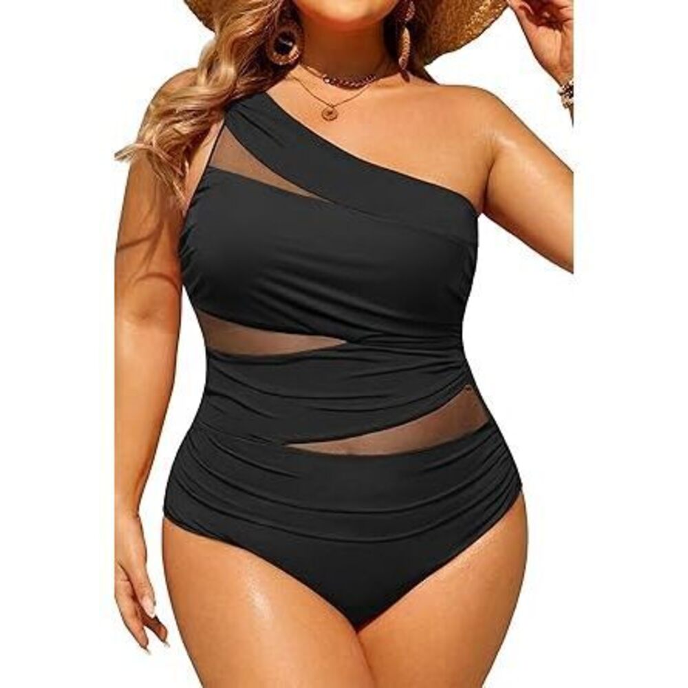 Plus Size One Piece Swimsuit For Women Tummy Control Bathing Suits One Shoulder